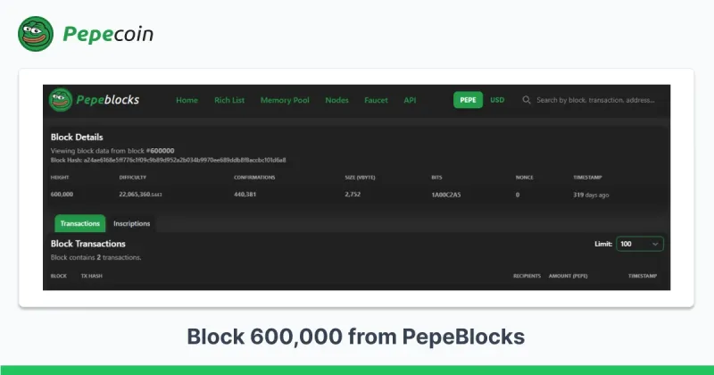 Pepecoin Network Completes Final Block Reward Halving