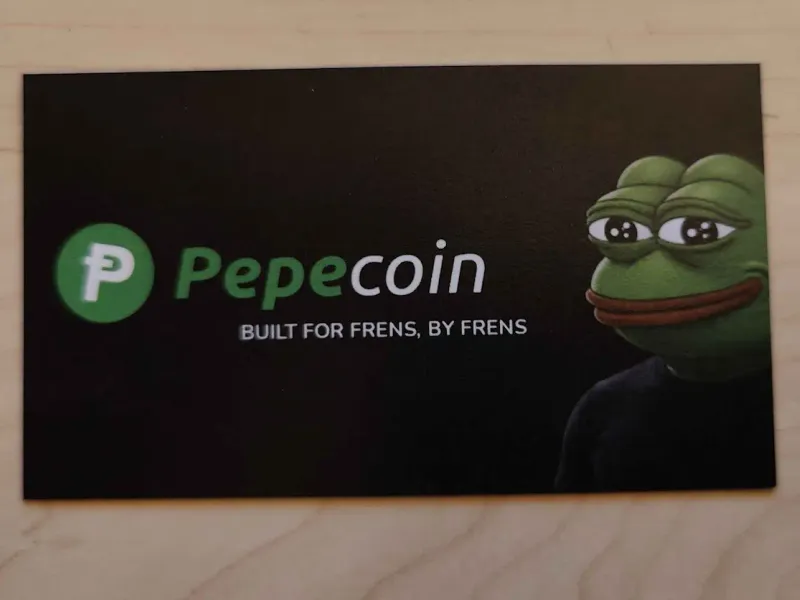 Pepecoin business cards for Bitcoin 2026